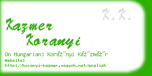 kazmer koranyi business card